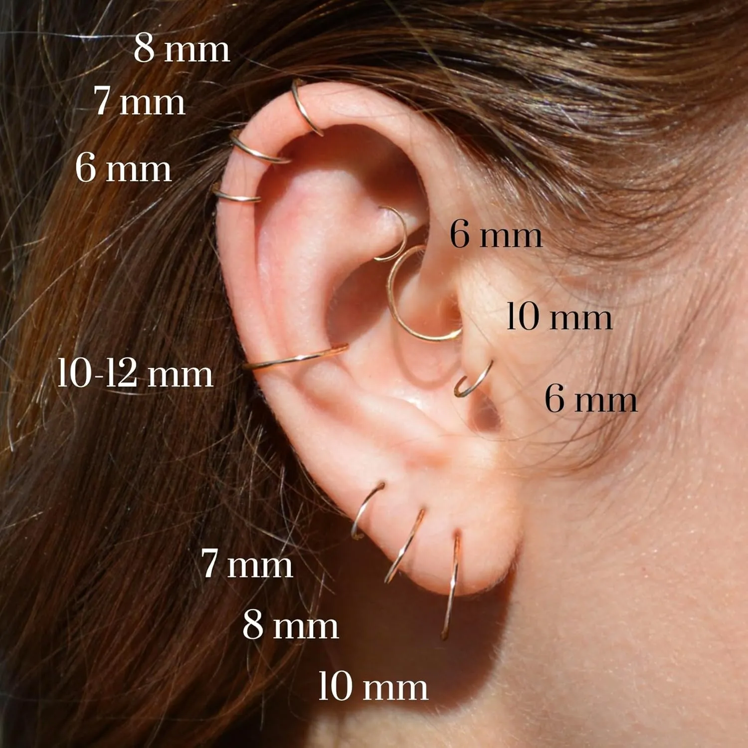14K Gold Conch Hoop Earring Gold | Conch Earring Helix Conch Piercing Hoop Hoops Gold Conch Jewelry Helix Hoop Earring Gold 20 Gauge Hoop Earrings Orbital Conch 10mm | Handmade in FL