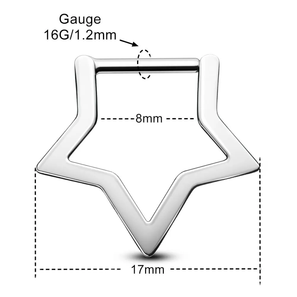 16G/14G Titanium Star Clicker Septum Ring