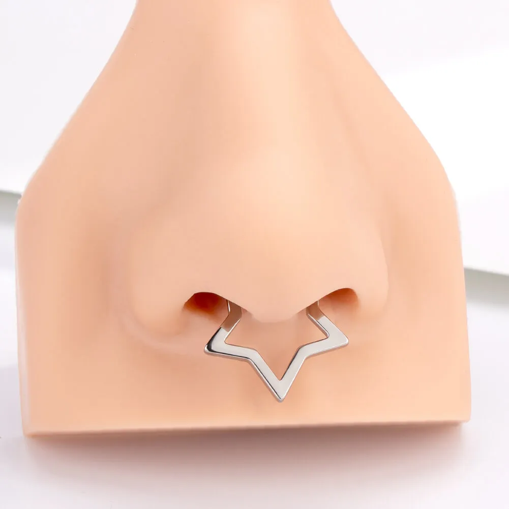 16G/14G Titanium Star Clicker Septum Ring