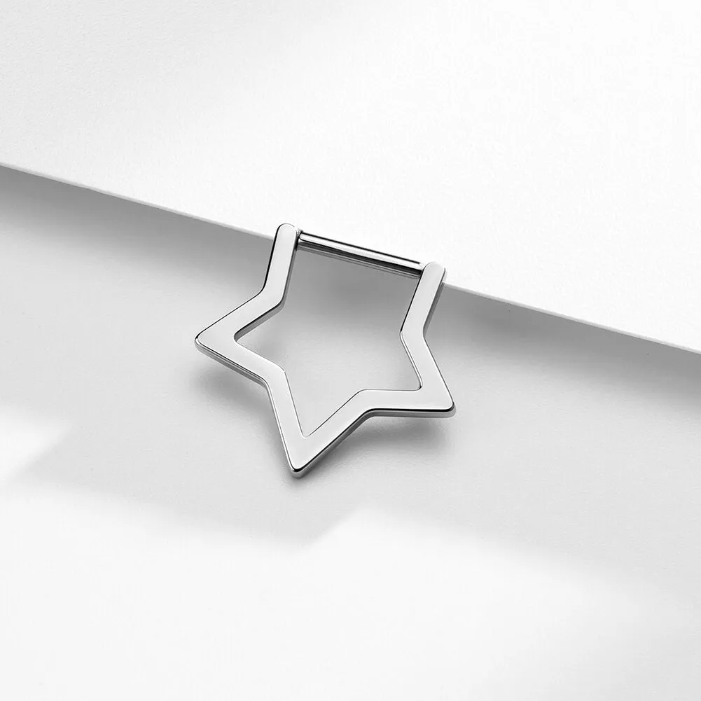 16G/14G Titanium Star Clicker Septum Ring