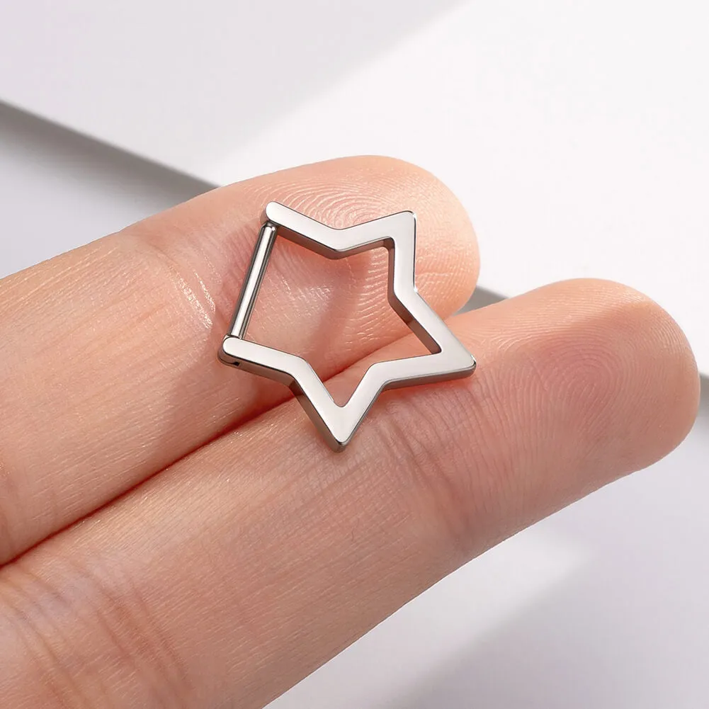 16G/14G Titanium Star Clicker Septum Ring