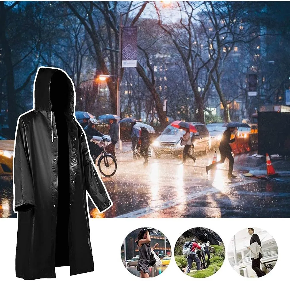 2 Pack Portable Rain Ponchos for Adults Reusable, Roctee Raincoats for Women Men with Hood