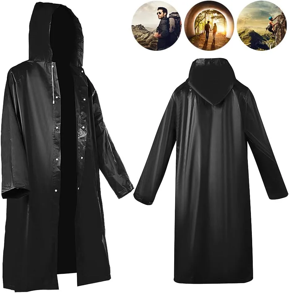 2 Pack Portable Rain Ponchos for Adults Reusable, Roctee Raincoats for Women Men with Hood