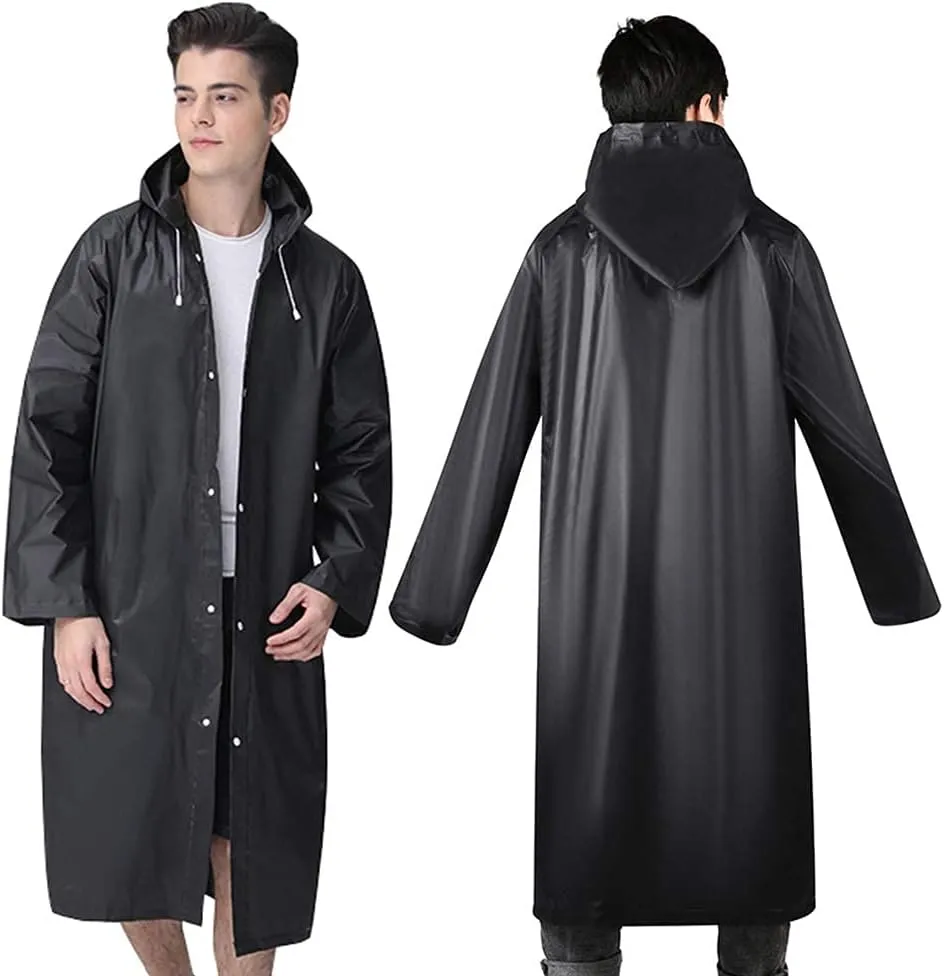 2 Pack Portable Rain Ponchos for Adults Reusable, Roctee Raincoats for Women Men with Hood