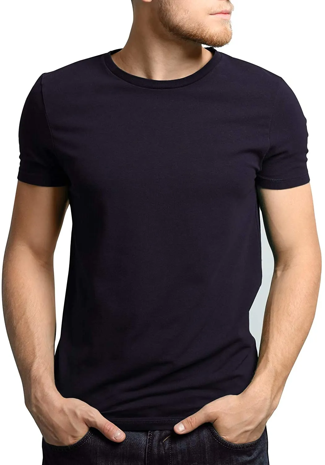 2 Pack T-Shirts for Men, 100% Cotton Crew Neck Tag Free Mens Shirt