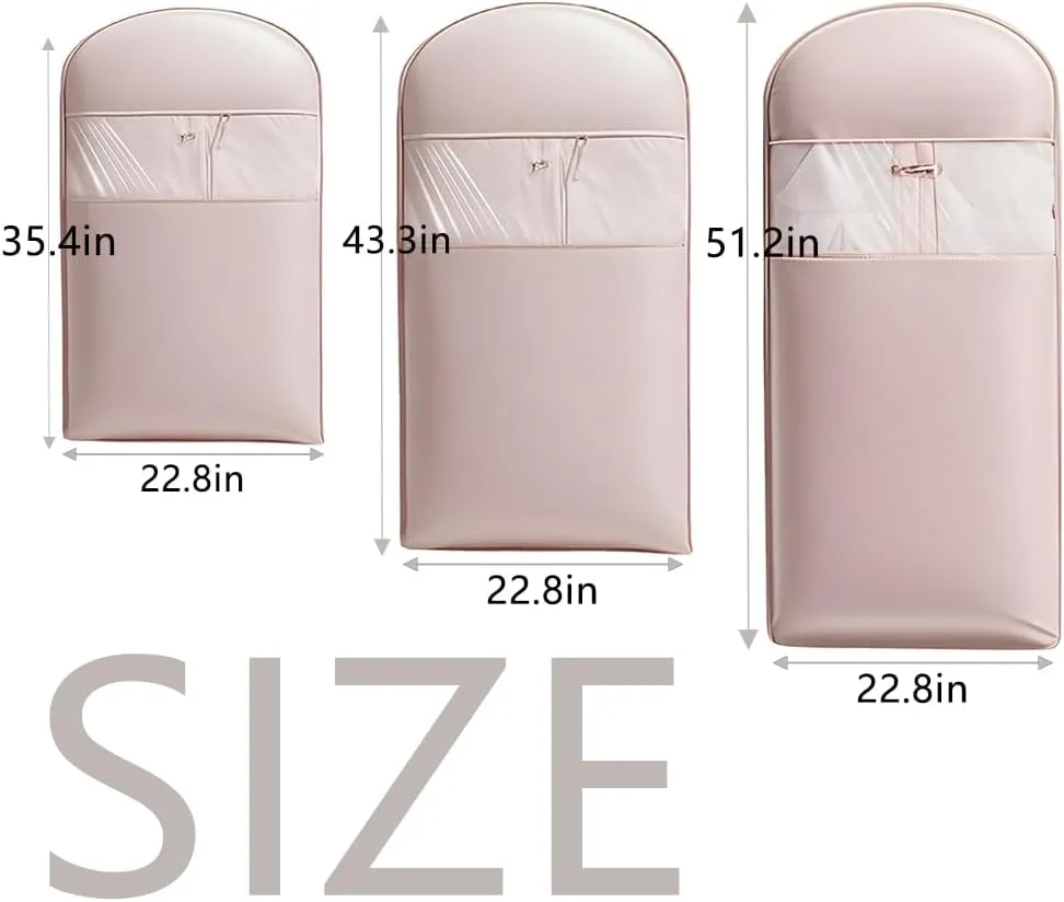 2025 Space Saving Hanging Garment Bag with Self Compression Zipper, Dust Cover Clothes Bags for Down Coat, 2025 New Space Saver Closet Organizers - Use with Hangers, for Closet Storage (Pink-S)