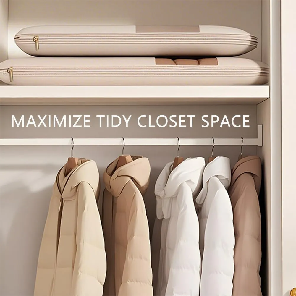 2025 Space Saving Hanging Garment Bag with Self Compression Zipper, Dust Cover Clothes Bags for Down Coat, 2025 New Space Saver Closet Organizers - Use with Hangers, for Closet Storage (Pink-S)