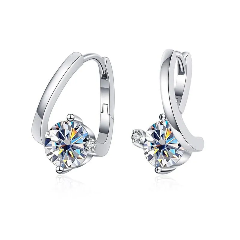 925 Sterling Silver 1 Carat Twist Diamond Stud Earrings