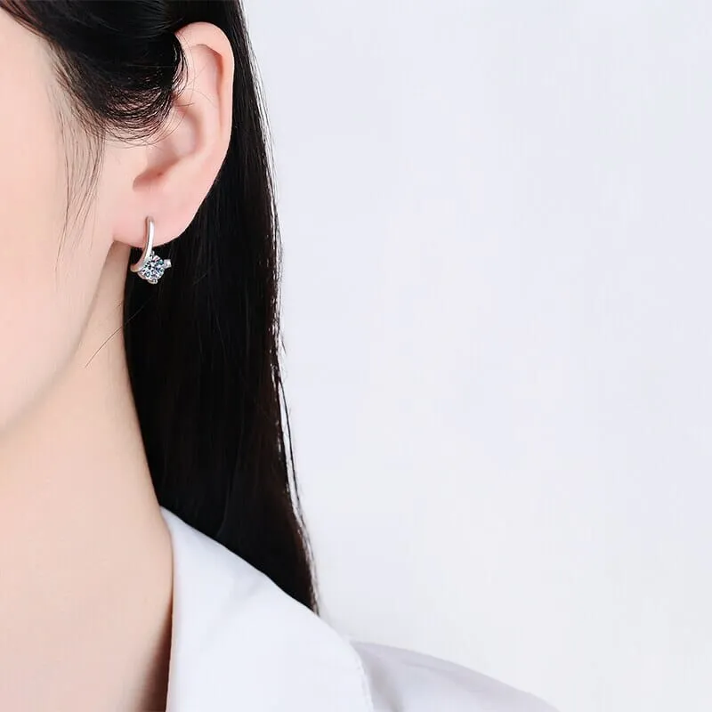 925 Sterling Silver 1 Carat Twist Diamond Stud Earrings