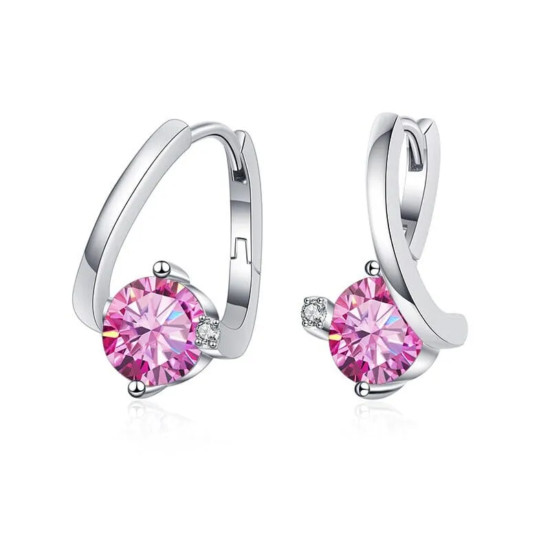 925 Sterling Silver 1 Carat Twist Diamond Stud Earrings