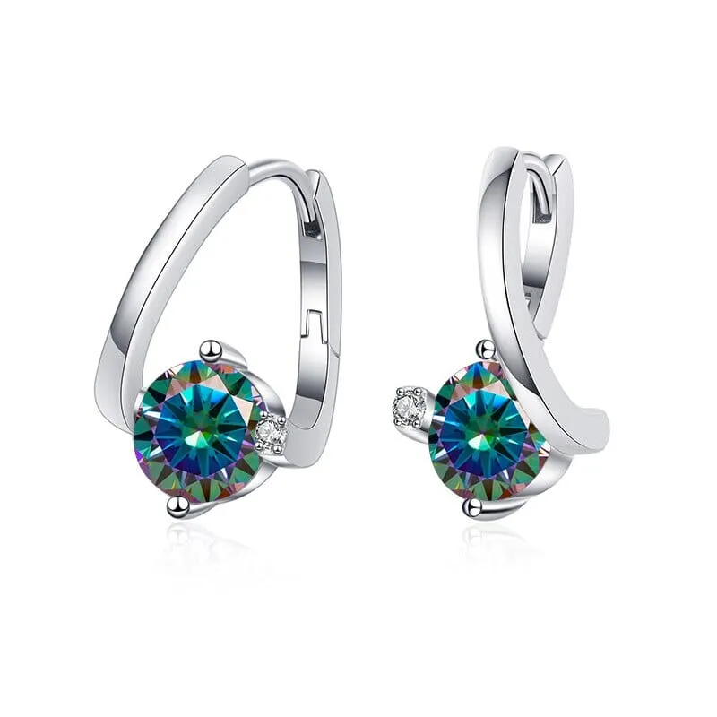 925 Sterling Silver 1 Carat Twist Diamond Stud Earrings