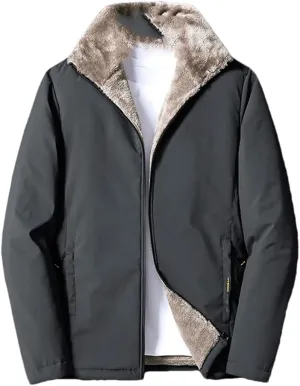 Adhdyuud Men Casual Padded Cotton Jacket Coat Windbreaker Lamb Wool Parka Oversize Warm Fleece Jackets Dark gray9 3XL(75-85kg)