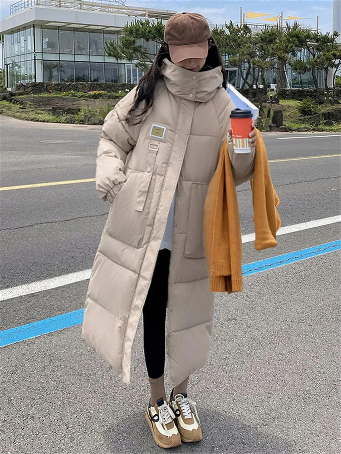 Adhdyuud Women Casual Long Parkas Hooded Streetwear Thicken Warm Cotton Padded Jackets Oversized Coats