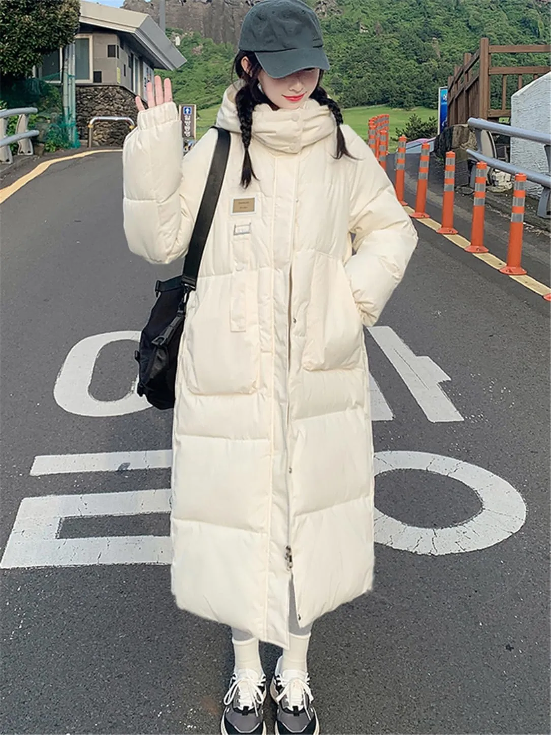 Adhdyuud Women Casual Long Parkas Hooded Streetwear Thicken Warm Cotton Padded Jackets Oversized Coats