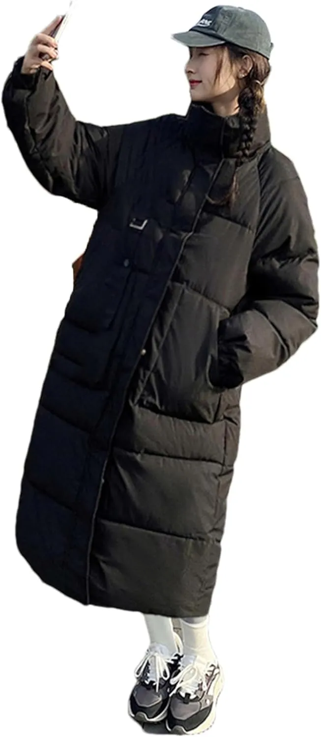 Adhdyuud Women Casual Long Parkas Hooded Streetwear Thicken Warm Cotton Padded Jackets Oversized Coats