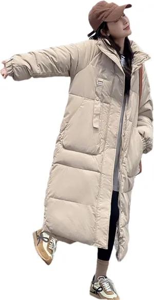 Adhdyuud Women Casual Long Parkas Hooded Streetwear Thicken Warm Cotton Padded Jackets Oversized Coats