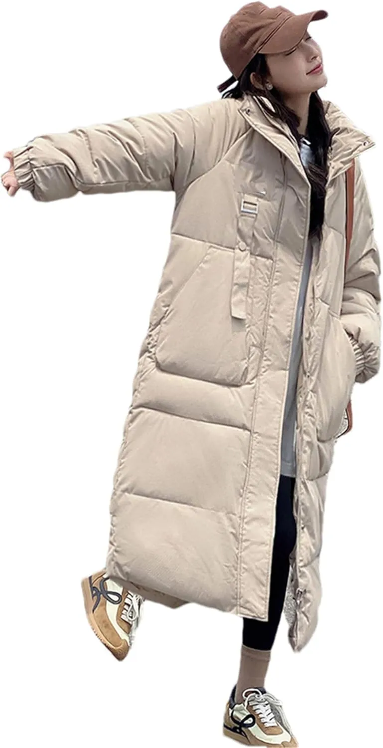 Adhdyuud Women Casual Long Parkas Hooded Streetwear Thicken Warm Cotton Padded Jackets Oversized Coats
