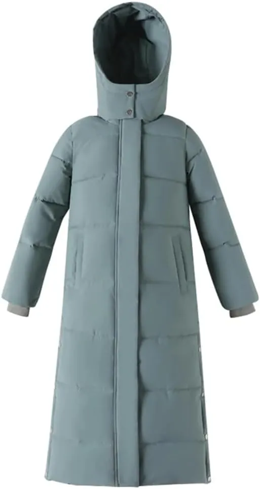 Adhdyuud Women Casual Warm Thick Hooded Snow Parkas Winter Casual Outwear Cotton Padded Long Coat