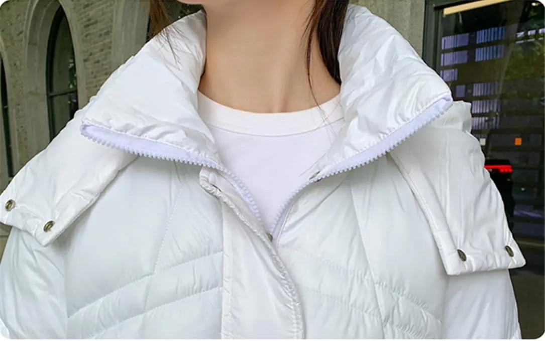 Adhdyuud Women Cotton Padded Parkas Vintage Hooded Long Jacket Winter Single Breasted Coats