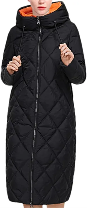 Adhdyuud Women's Down Jacket Parkas Thickened Outerwear Warm Cotton Padded Quilted Coats