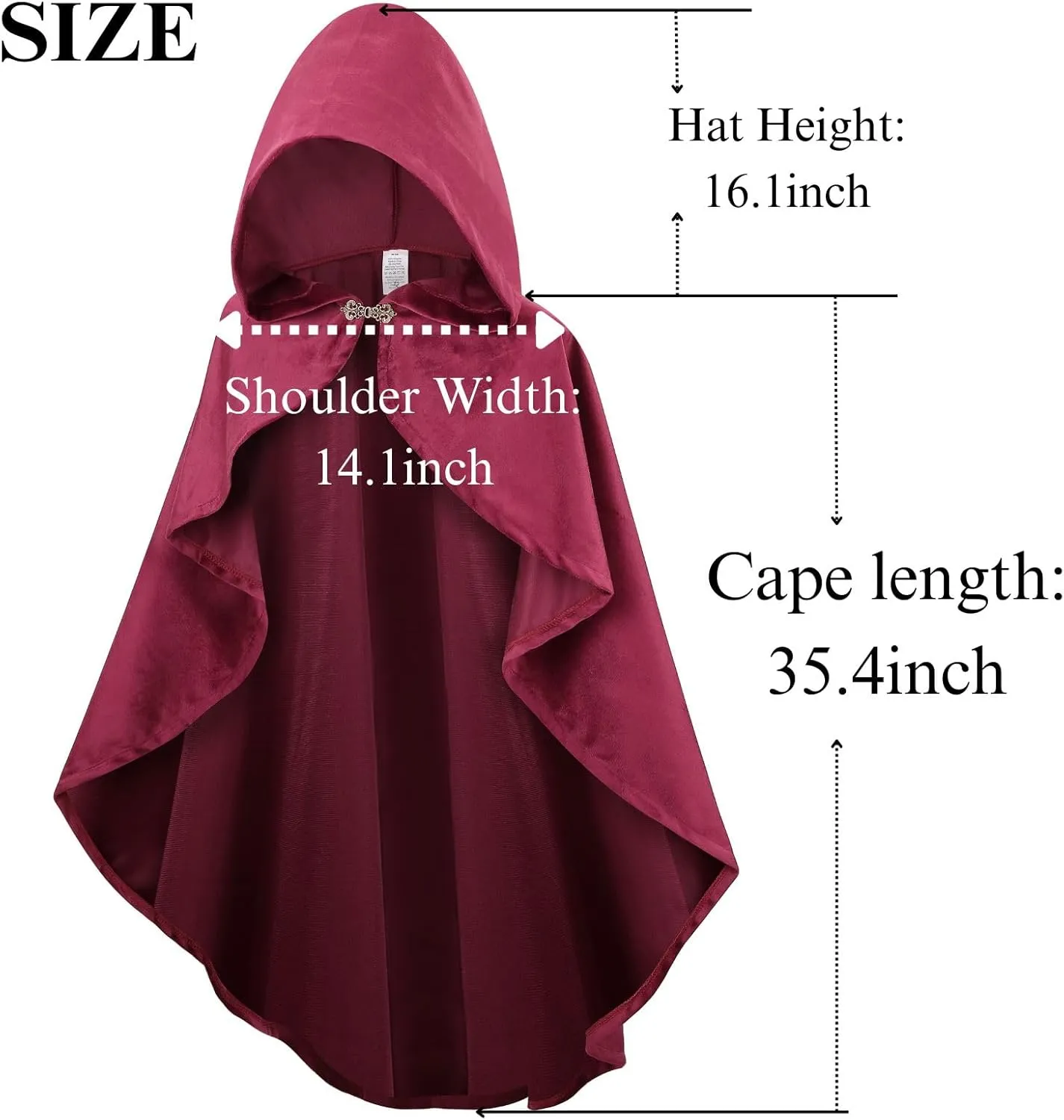 Adult Medieval Renaissance Hooded Cloak Women Short Steampunk Goth Cape with Hood Ponchos Halloween Witch Cosplay