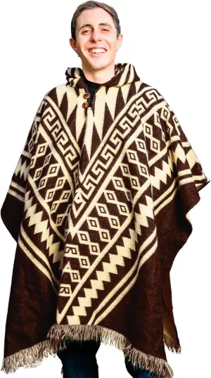 Adult Ponchos With Hood for men - Alpaca Poncho Men - Artesanal Ponchos Adult  Mens Poncho with Hood