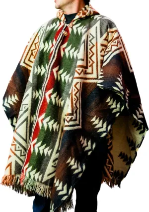 Adult Ponchos With Hood for men - Alpaca Poncho Men - Artesanal Ponchos Adult  Mens Poncho with Hood