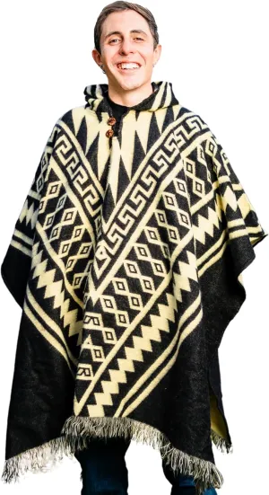 Adult Ponchos With Hood for men - Alpaca Poncho Men - Artesanal Ponchos Adult  Mens Poncho with Hood