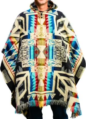 Adult Ponchos With Hood for men - Alpaca Poncho Men - Artesanal Ponchos Adult  Mens Poncho with Hood