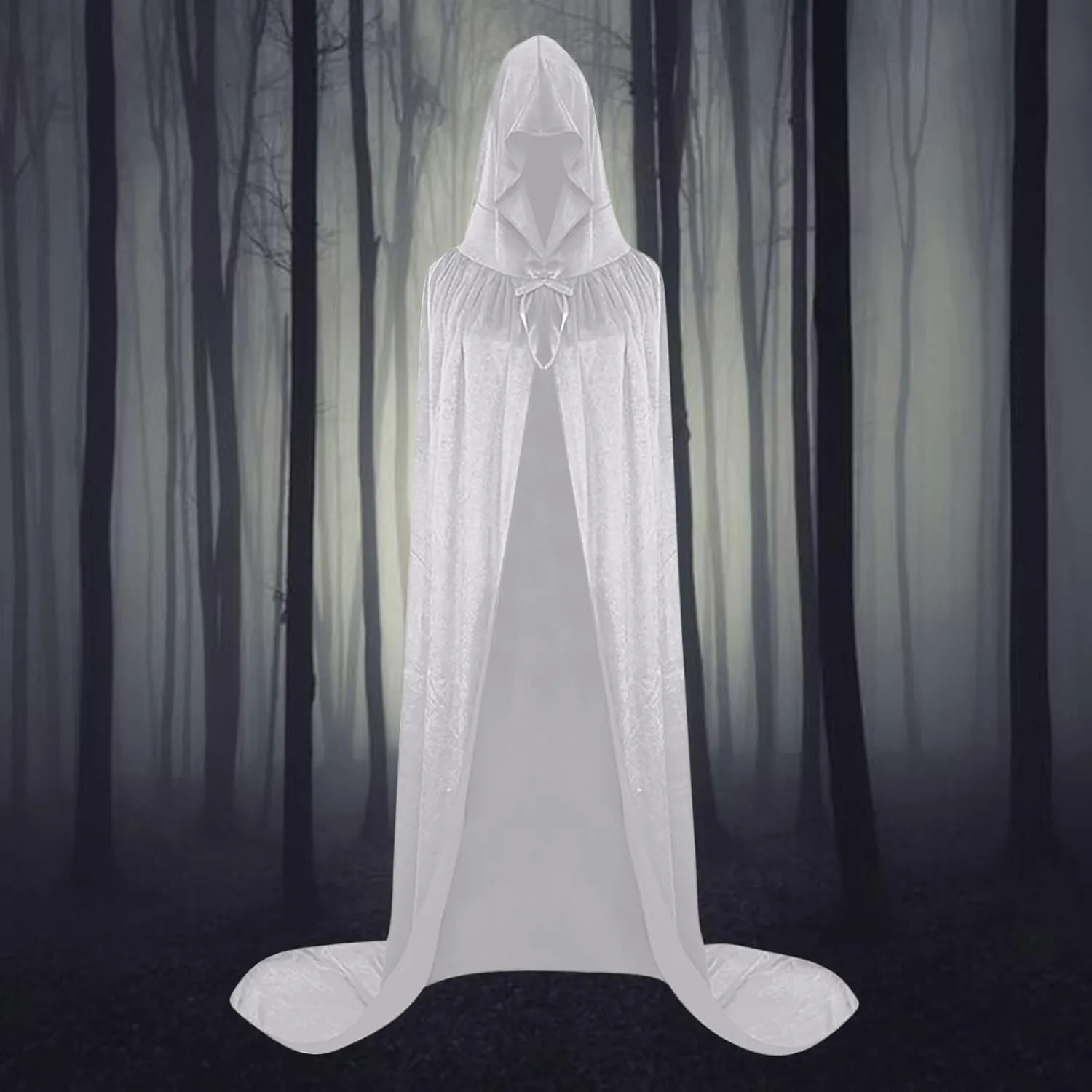 Adult Velvet Hooded Cape Halloween Full Length Poncho Cosplay Costume Knight Capelet Shawl Witch Victorian Cloak Robe