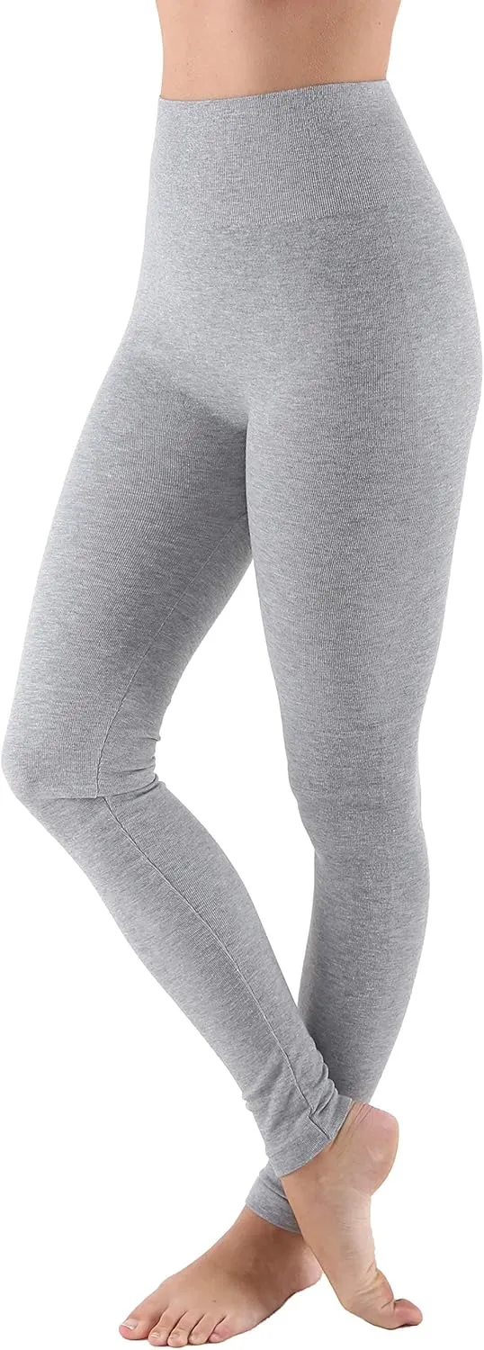 AEKO Women's Thick Yoga Soft Cotton Blend High Waist Workout Leggings with Tummy Control Compression