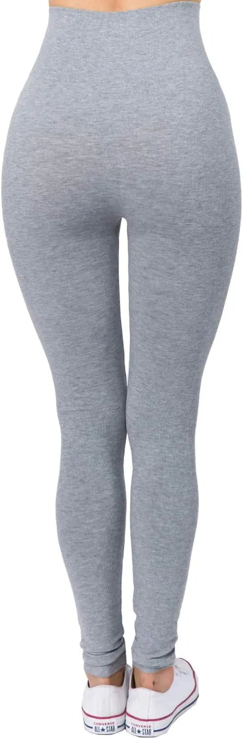 AEKO Women's Thick Yoga Soft Cotton Blend High Waist Workout Leggings with Tummy Control Compression
