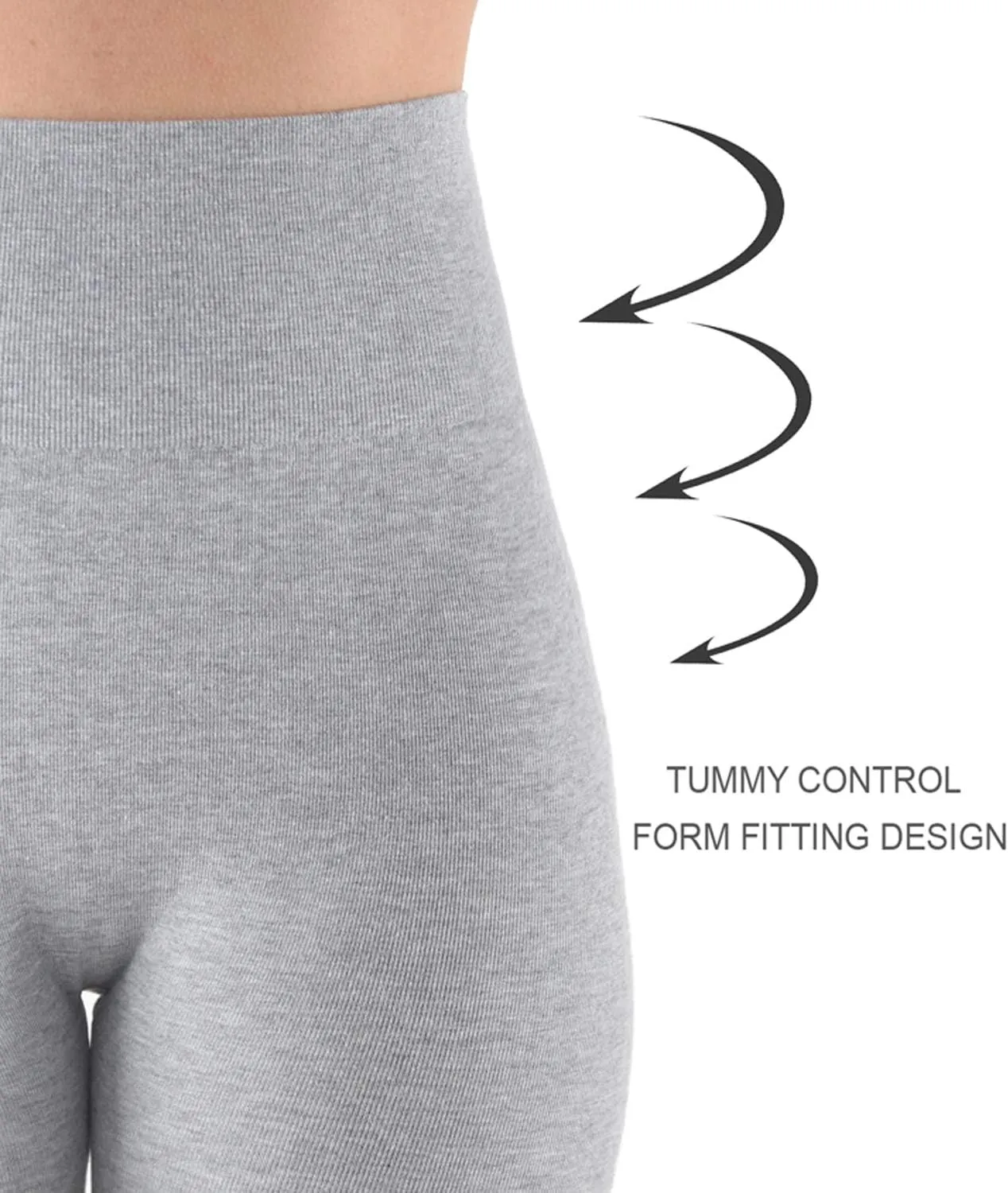 AEKO Women's Thick Yoga Soft Cotton Blend High Waist Workout Leggings with Tummy Control Compression