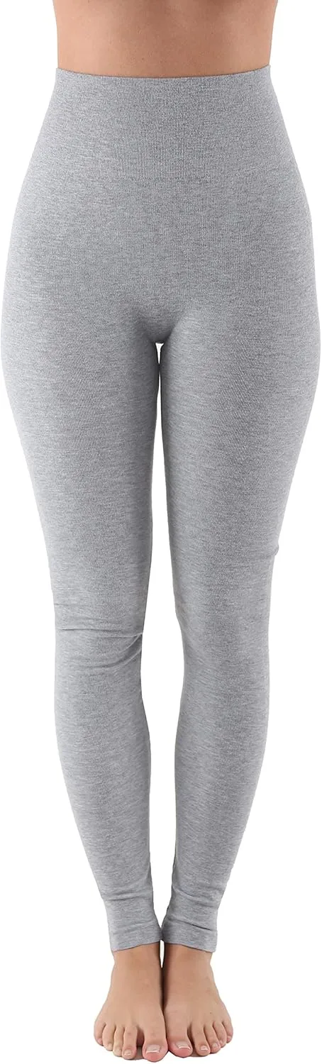 AEKO Women's Thick Yoga Soft Cotton Blend High Waist Workout Leggings with Tummy Control Compression