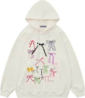 Aelfric Eden Bow Hoodie for Womens Oversized Graphic Hoodies Fleece Pullover Sweatshirts Fall Clothes