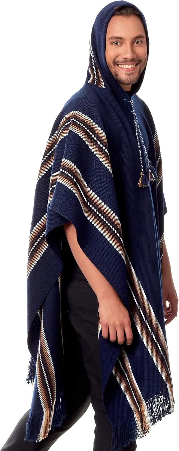 Alpaca Hooded Poncho for Men - Warm and soft - Cloak Cape