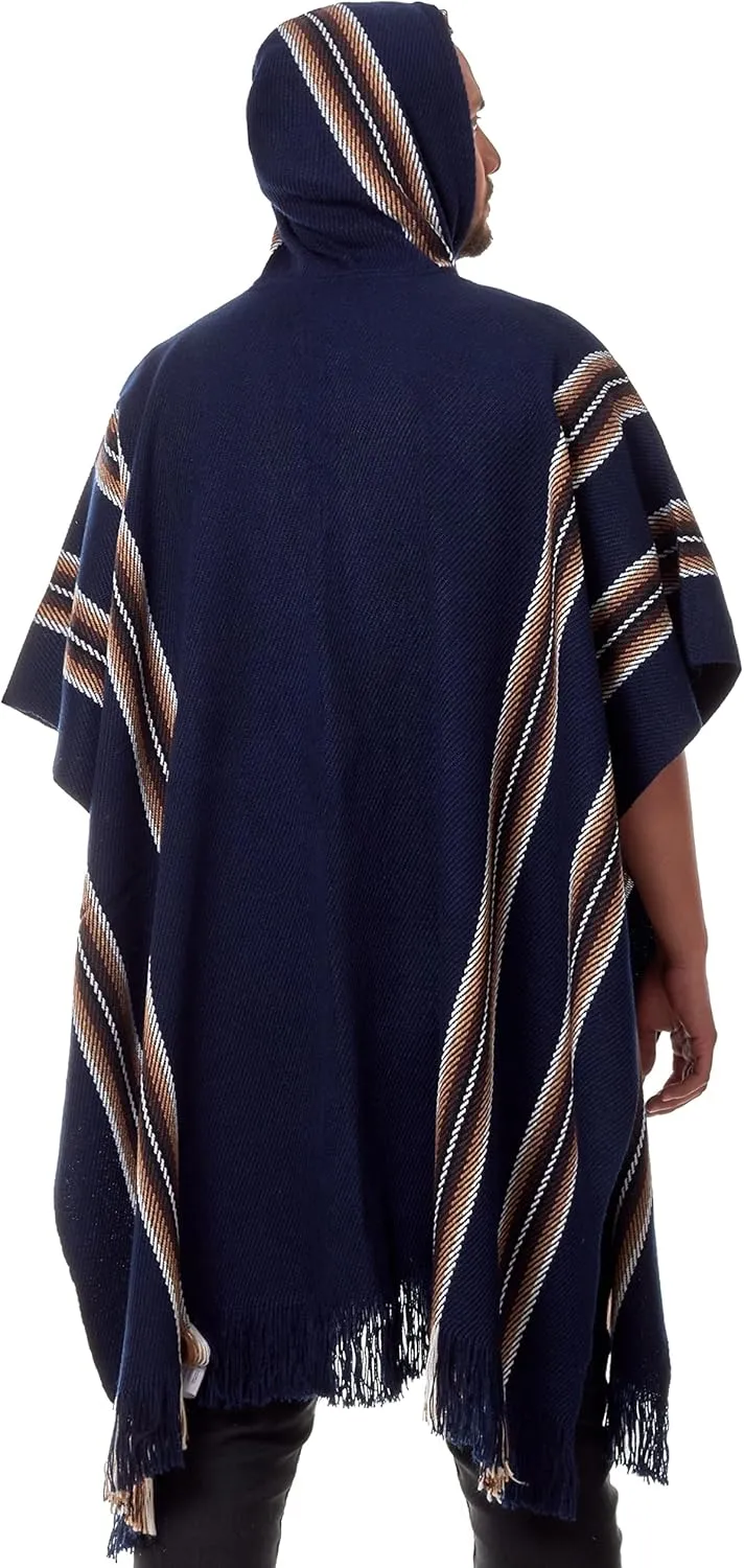 Alpaca Hooded Poncho for Men - Warm and soft - Cloak Cape