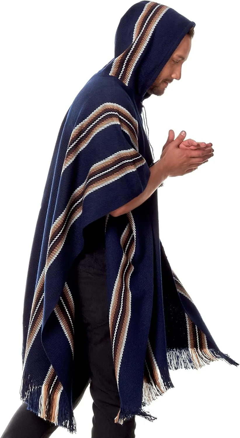 Alpaca Hooded Poncho for Men - Warm and soft - Cloak Cape