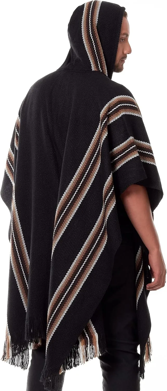 Alpaca Hooded Poncho for Men - Warm and soft - Cloak Cape
