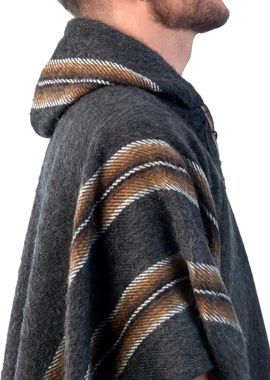 Alpaca Hooded Poncho for Men - Warm and soft - Cloak Cape