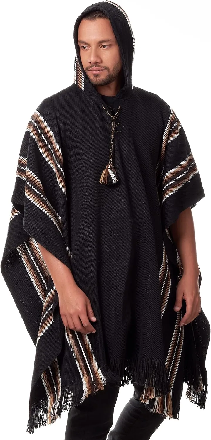 Alpaca Hooded Poncho for Men - Warm and soft - Cloak Cape