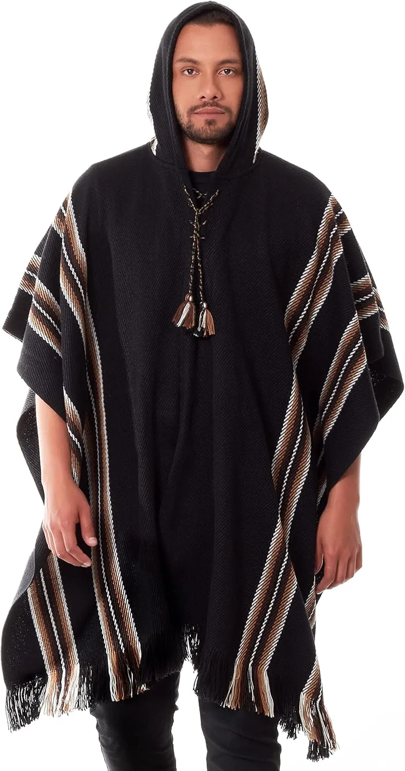 Alpaca Hooded Poncho for Men - Warm and soft - Cloak Cape