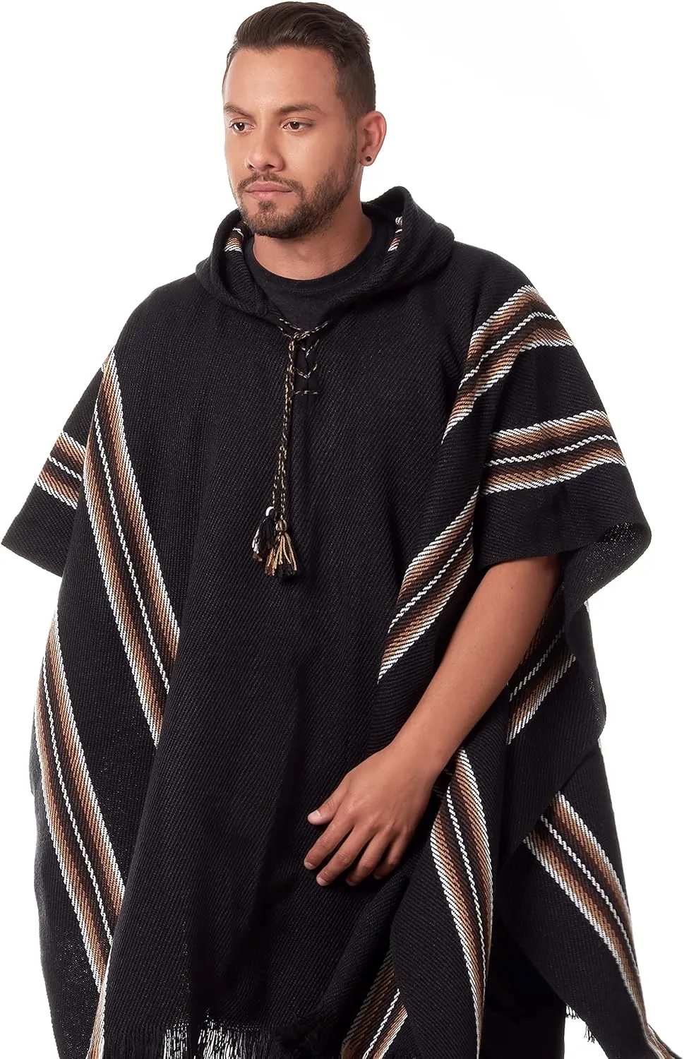 Alpaca Hooded Poncho for Men - Warm and soft - Cloak Cape