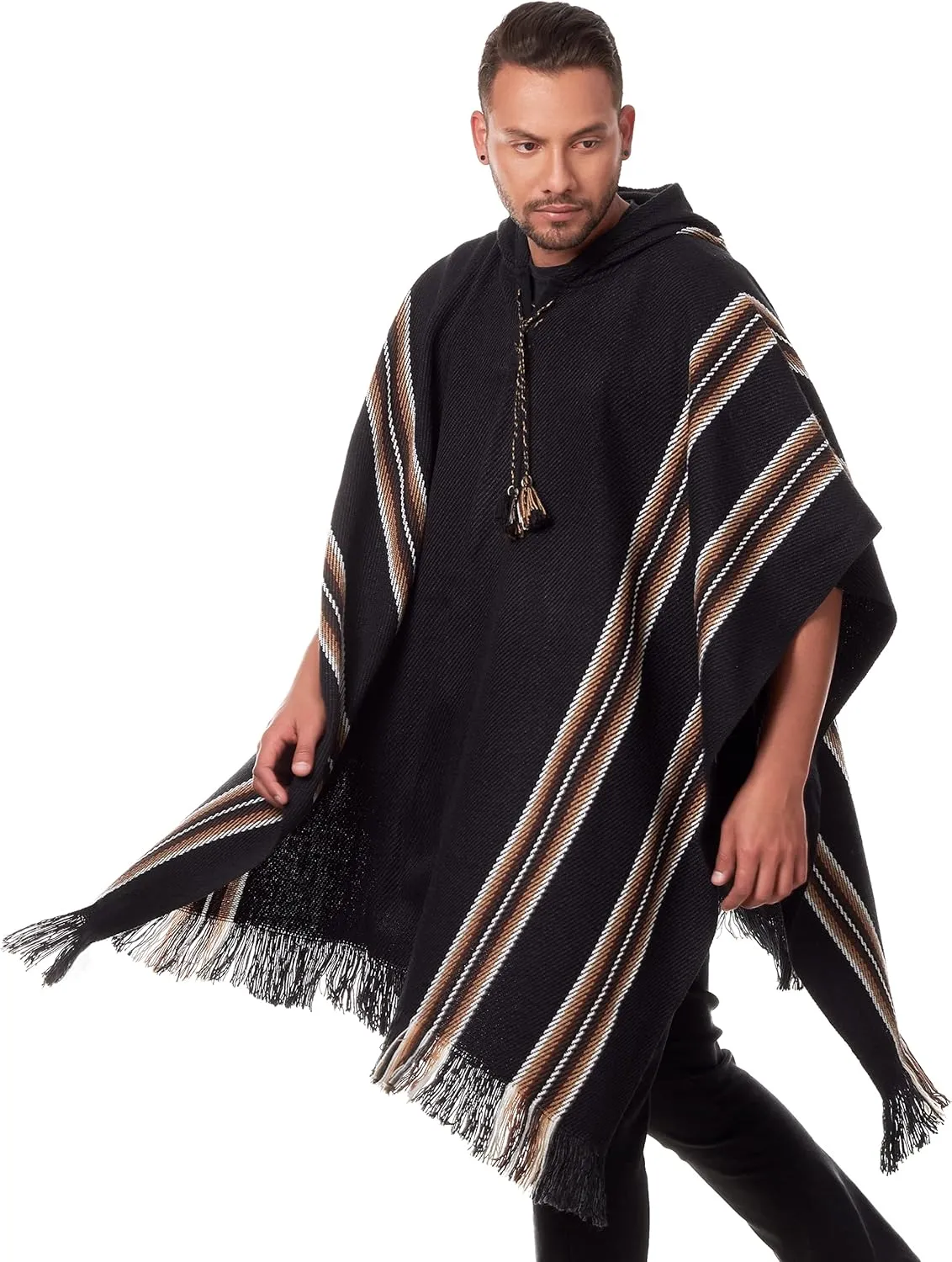 Alpaca Hooded Poncho for Men - Warm and soft - Cloak Cape