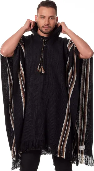 Alpaca Hooded Poncho for Men - Warm and soft - Cloak Cape