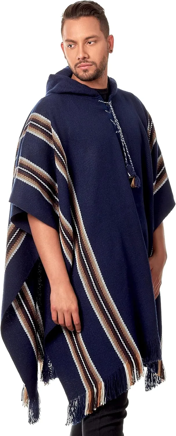 Alpaca Hooded Poncho for Men - Warm and soft - Cloak Cape