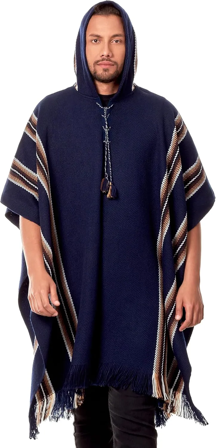 Alpaca Hooded Poncho for Men - Warm and soft - Cloak Cape