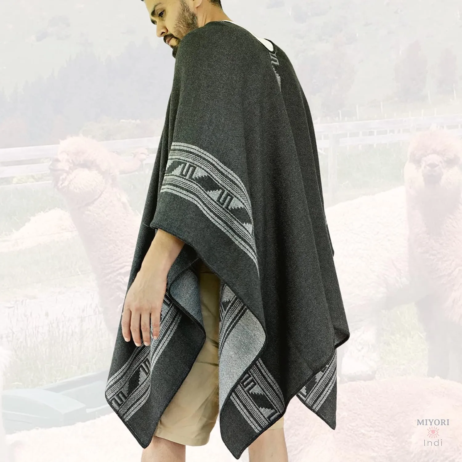 Alpaca Poncho Men Ponchos Adult Wool Poncho Men Pancho Men Mens Poncho Cloak