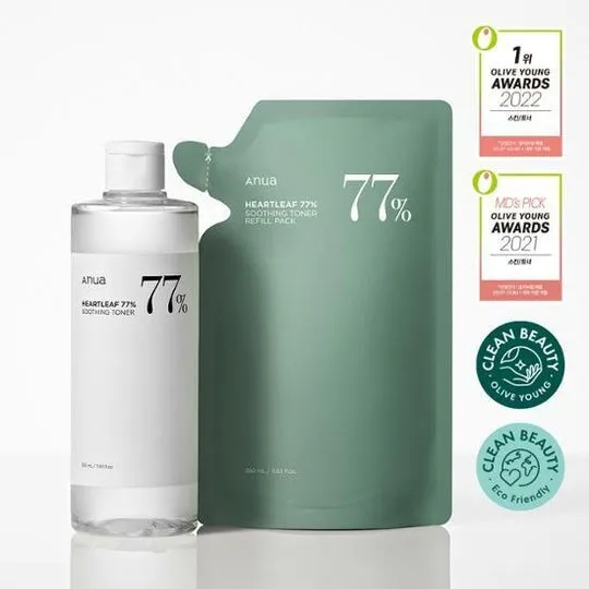 Anua Houttuynia Cordata 77 Soothing Toner 350ml   Refill 350ml