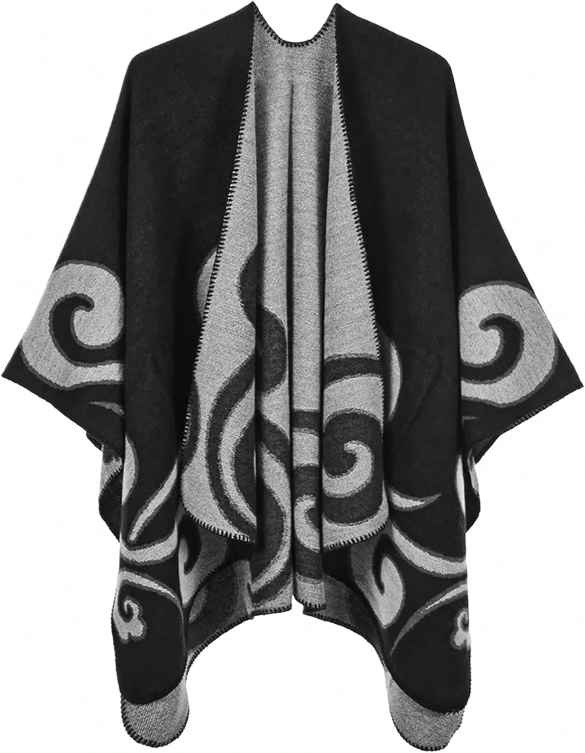 AONTUS Shawls Wraps Poncho Cardigan Cape Knitted Cover Ups Vintage Scarfs Sweater for Womens